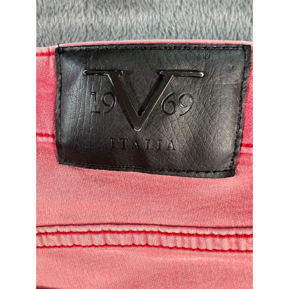 Versace V19-69 Biker Jeans Mens 30x27 Pink Stretch Faded Distressed - Picture 9 of 14